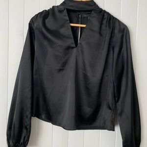 Black Satin Long Sleeve Dress Shirt